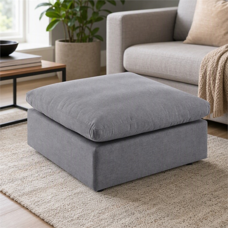 Afuera Living Modern Outdoor Patio Ottoman in Gray Finish
