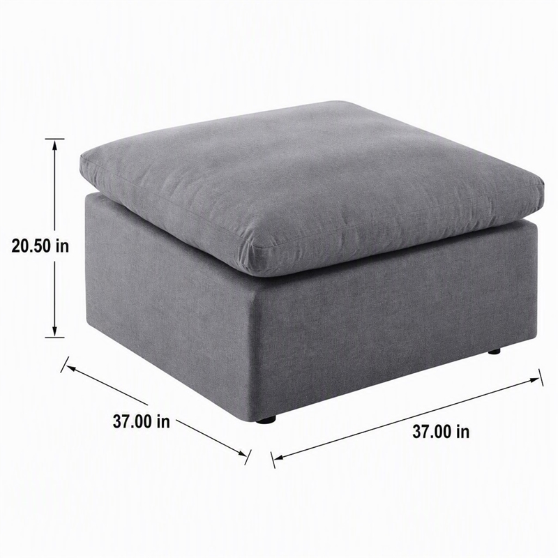 Afuera Living Modern Outdoor Patio Ottoman in Gray Finish