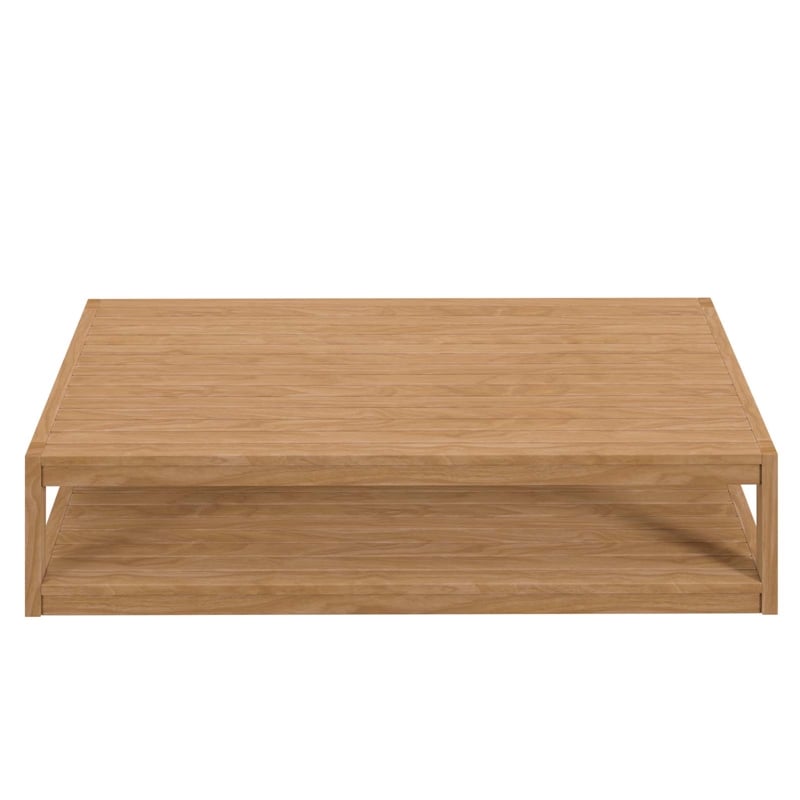 Afuera Living Rectangular Teak Patio Coffee Table in Natural Finish