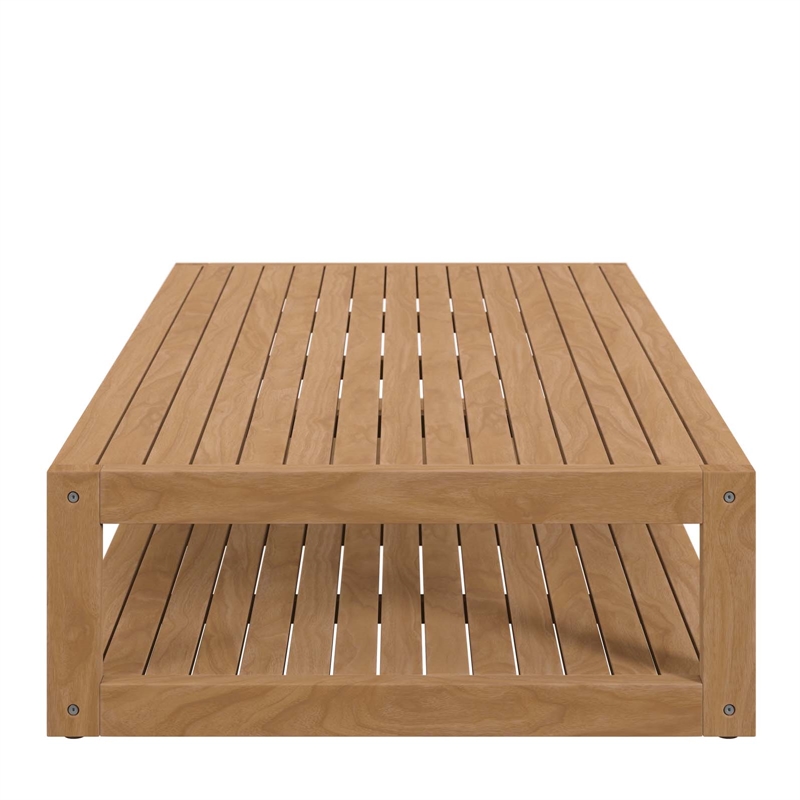 Afuera Living Rectangular Teak Patio Coffee Table in Natural Finish