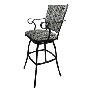 Afuera Living Jenna 30&quot Swivel Bar Stool in Multi-Color Fabric and Black