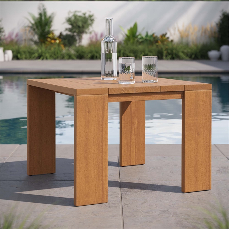 Afuera Living Acacia Wood Outdoor Patio Side Table in Natural Finish