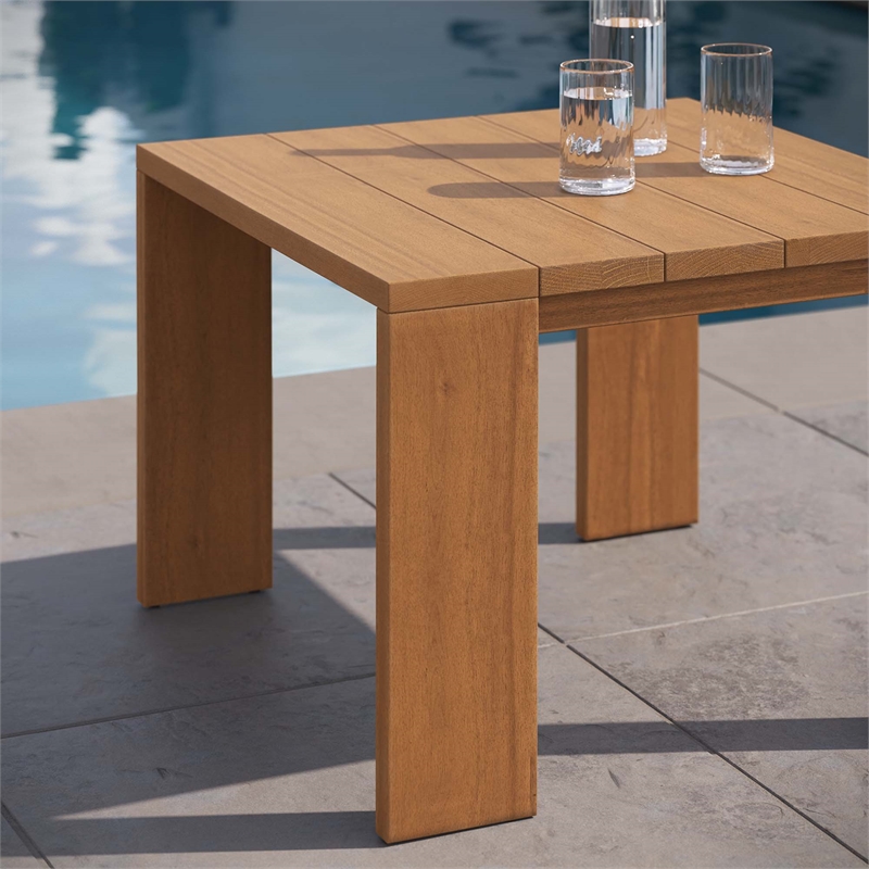 Afuera Living Acacia Wood Outdoor Patio Side Table in Natural Finish