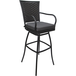 Afuera Living Metal Bar Stool 30&quot Seat with Arms Dark Gray Fabric - Gray