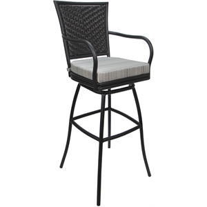 Afuera Living Metal Bar Stool 30&quot Seat with Arms Cream Fabric - Gray