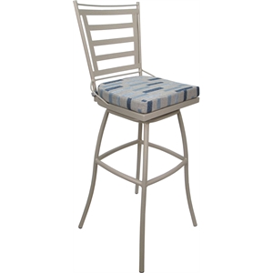 Afuera Living 30&quot Bar Stool with Blue Beige Fabric and Beige Frame