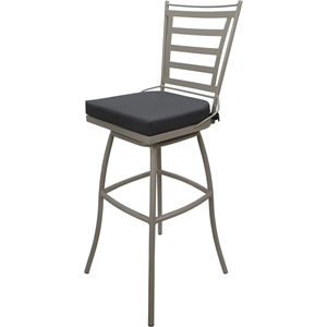 Afuera Living Indoor/Outdoor Bar Stool 30&quot Seat Dark Gray Fabric Beige