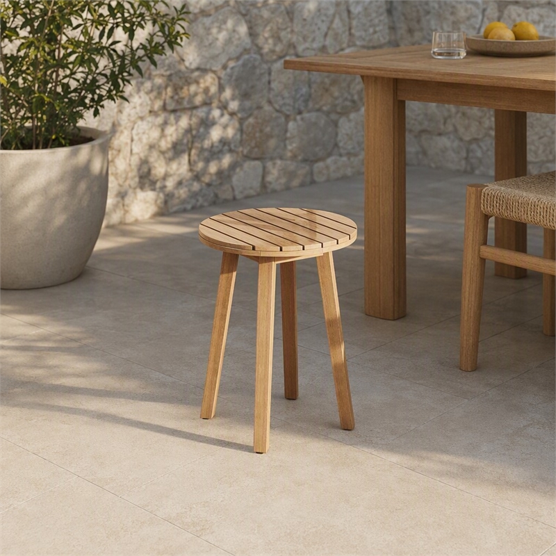 Afuera Living Wood Patio End Table in Natural Acacia Finish