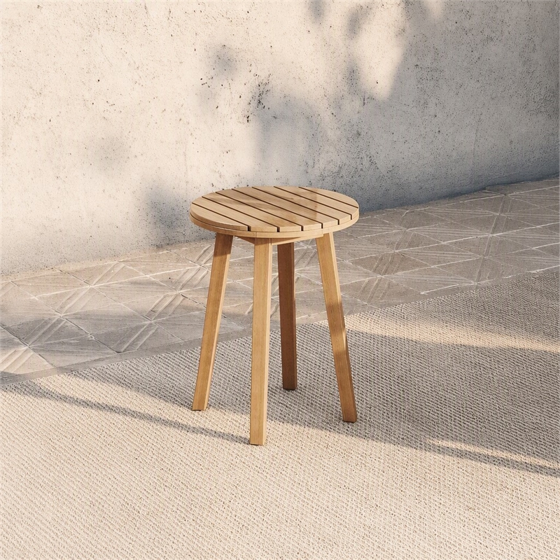 Afuera Living Wood Patio End Table in Natural Acacia Finish