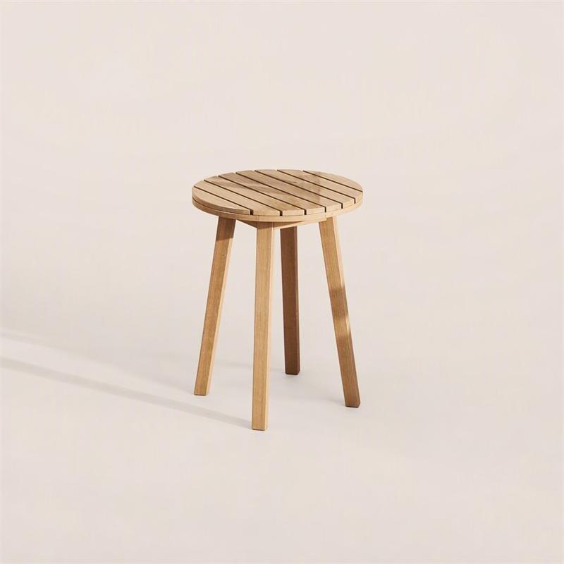 Afuera Living Wood Patio End Table in Natural Acacia Finish