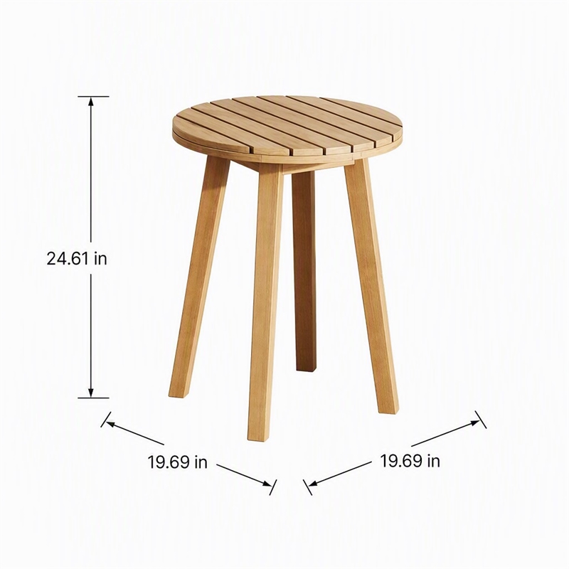 Afuera Living Wood Patio End Table in Natural Acacia Finish