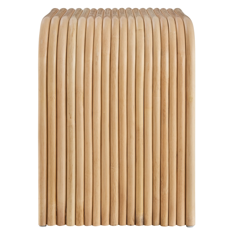 Afuera Living Curved Natural Rattan Side Table with Fixed Shelf