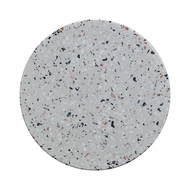 Afuera Living Round Faux Terrazzo Side Table in Gray Concrete Finish