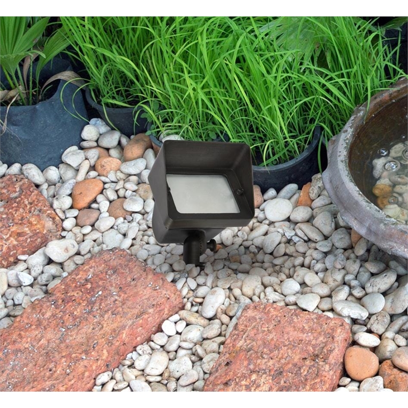 Afuera Living Outdoor 12V Cast Brass Flood Light in Dark Bronze Finish