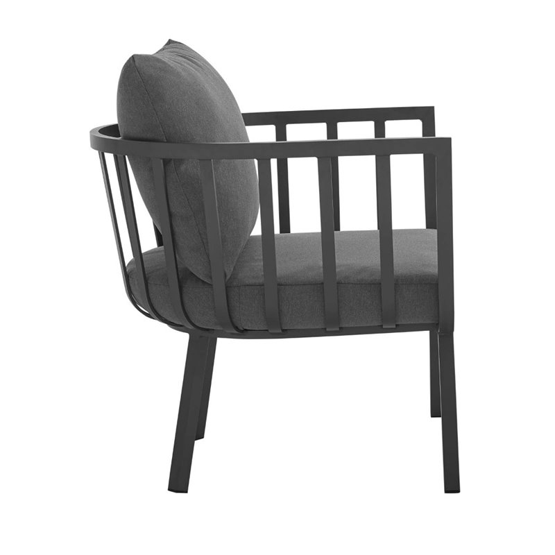 Afuera Living Outdoor Aluminum Armchair with Cushions in Gray and Charcoal