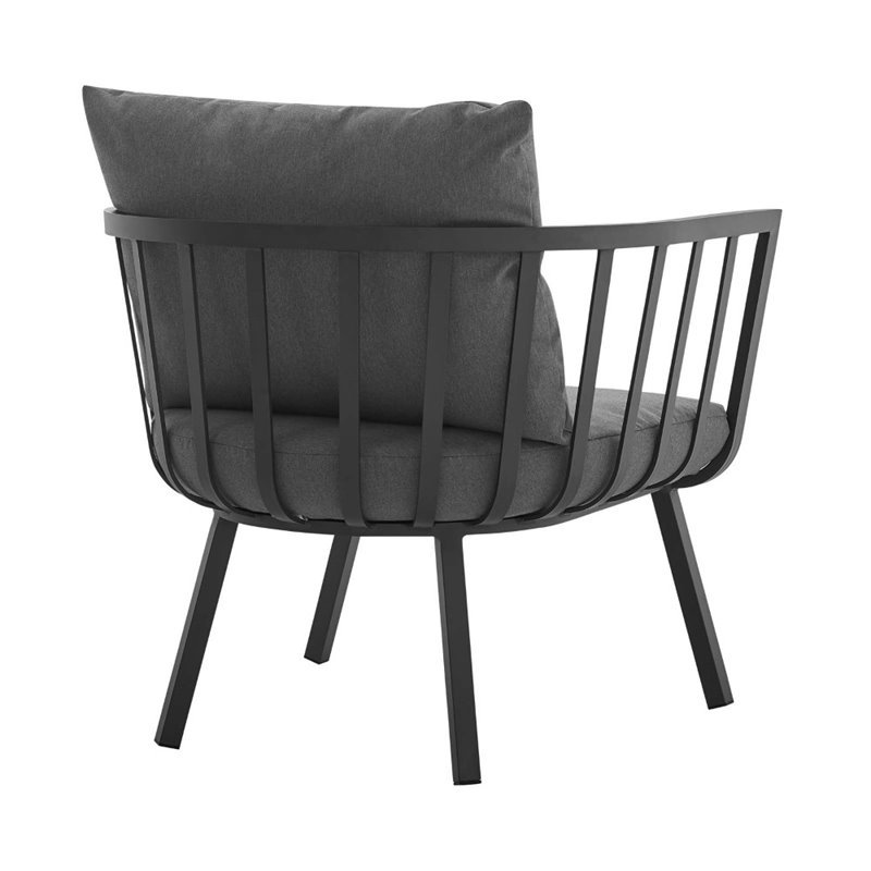 Afuera Living Outdoor Aluminum Armchair with Cushions in Gray and Charcoal