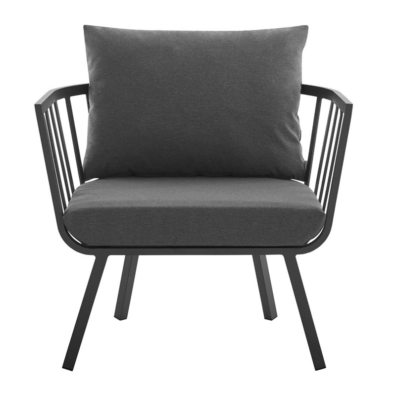 Afuera Living Outdoor Aluminum Armchair with Cushions in Gray and Charcoal