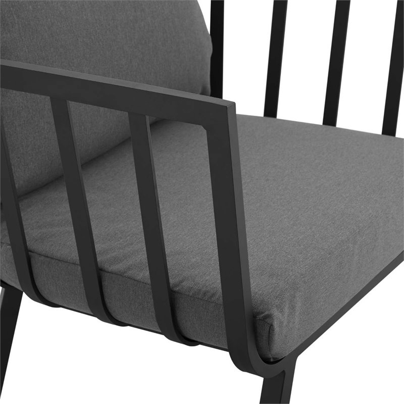 Afuera Living Outdoor Aluminum Armchair with Cushions in Gray and Charcoal