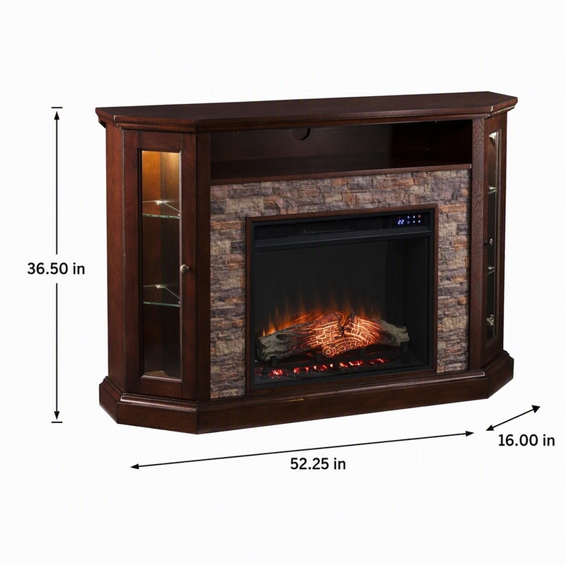 Afuera Living Wood Corner Convertible Electric Fireplace in Espresso