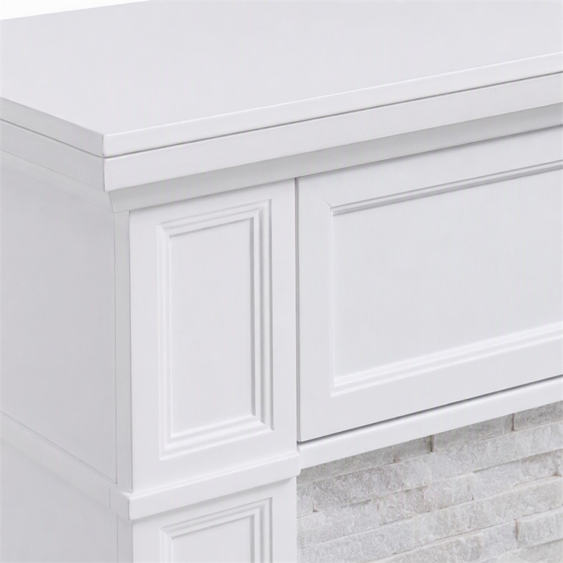 Afuera Living Faux Stone Electric Media Fireplace in White