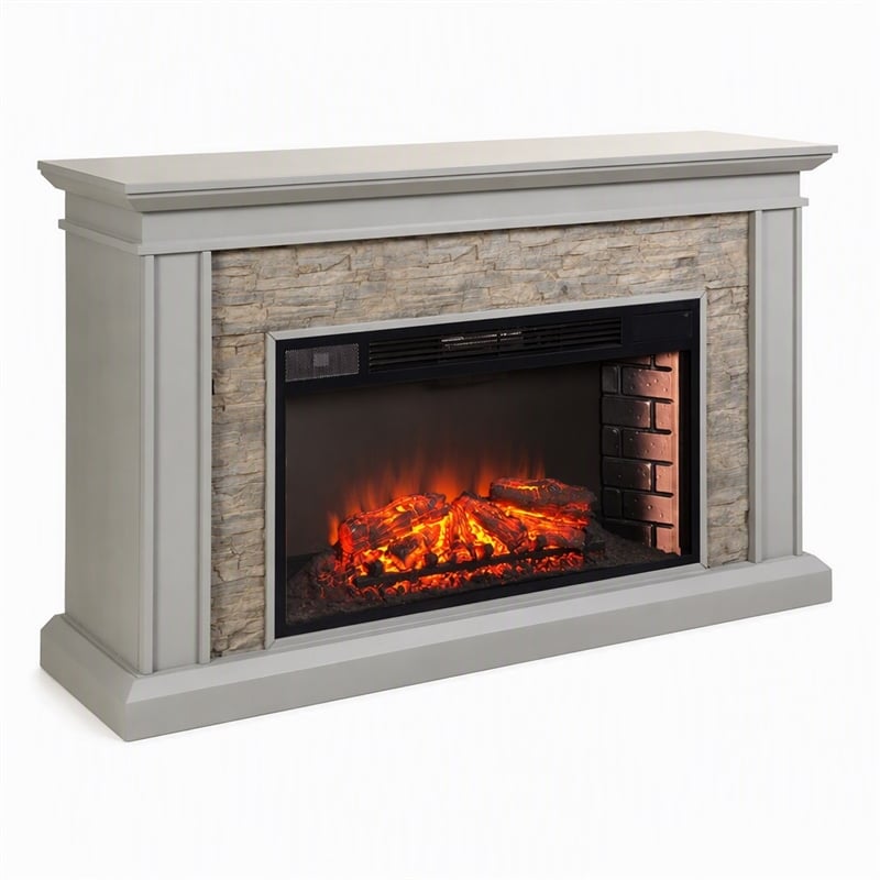 Afuera Living Stacked Stone Fireplace in Gray with 33