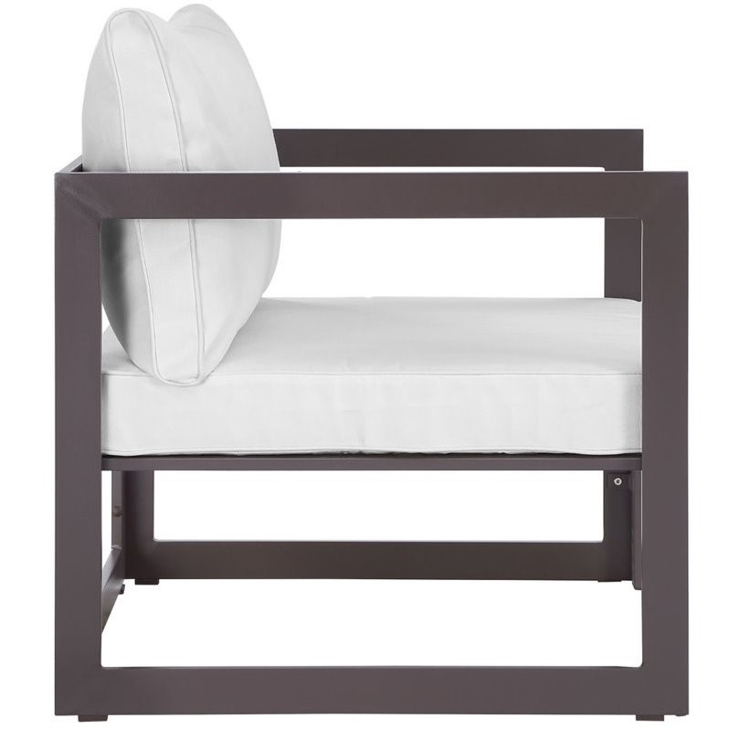 Afuera Living Modern Aluminum Outdoor Armchair with Fabric Cushions