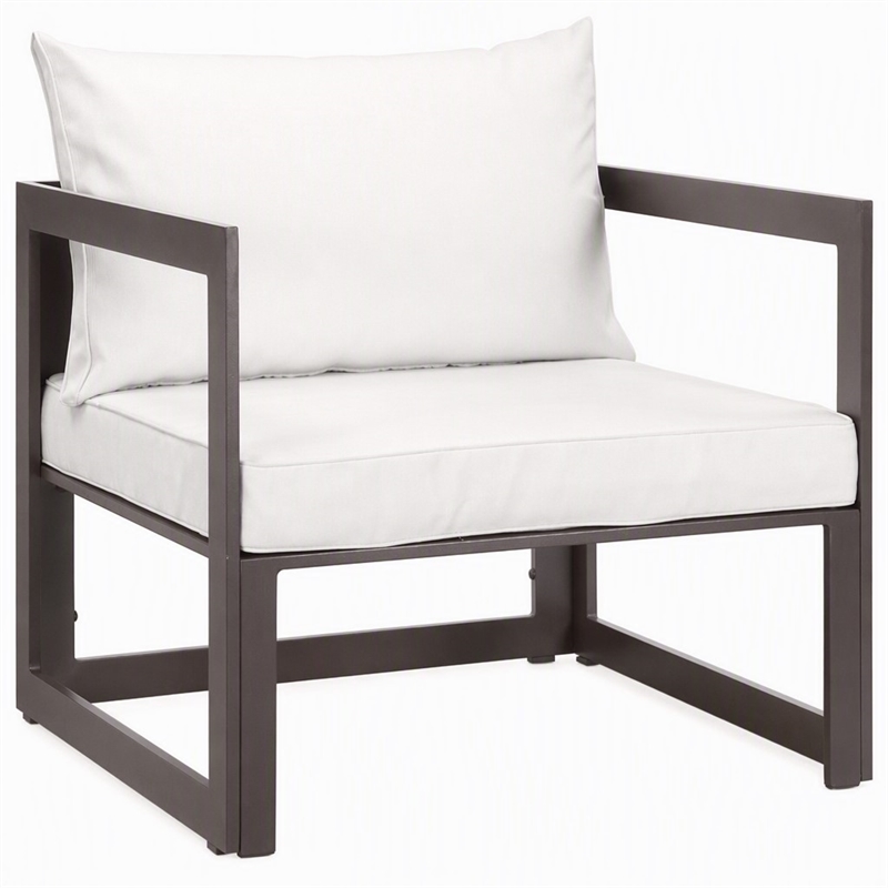 Afuera Living Modern Aluminum Outdoor Armchair with Fabric Cushions