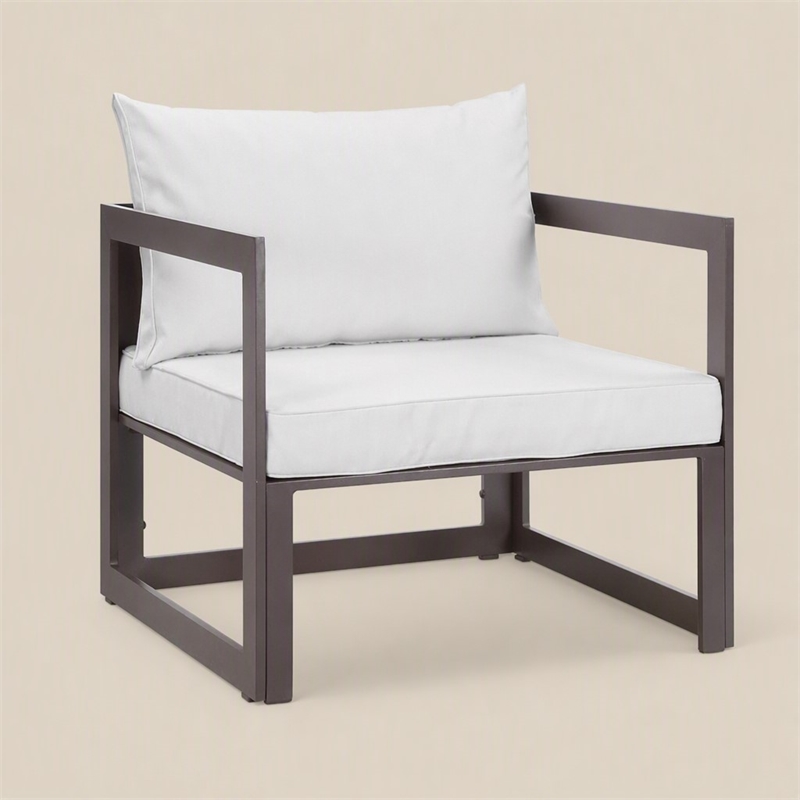 Afuera Living Modern Aluminum Outdoor Armchair with Fabric Cushions