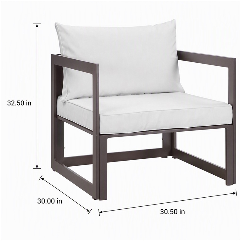 Afuera Living Modern Aluminum Outdoor Armchair with Fabric Cushions