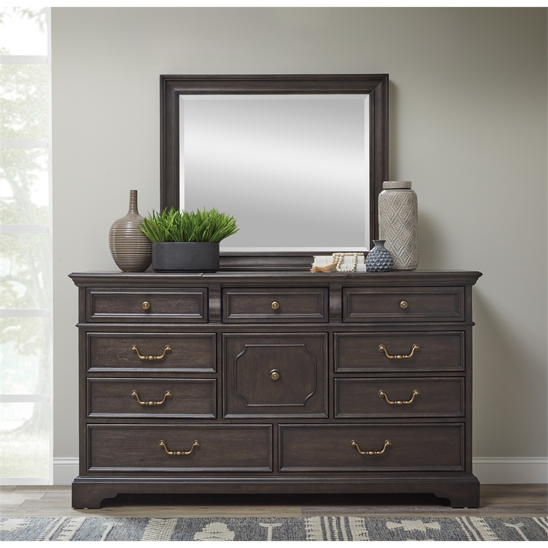 Hickory Creek Dresser Mirror in Brown Wood Finish by Pulaski Furniture