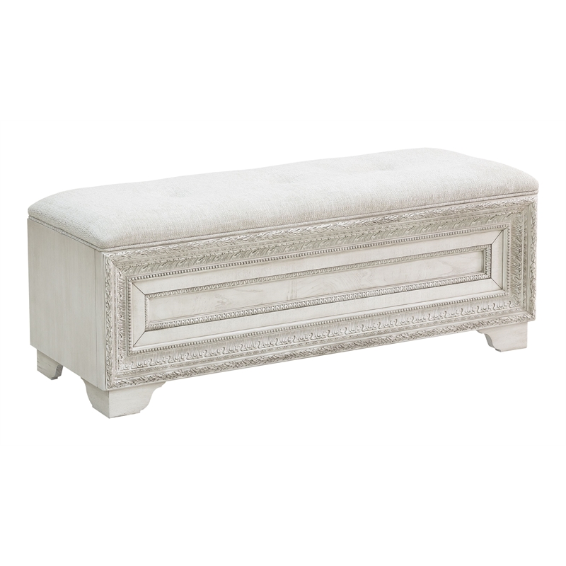 Pulaski Camila Storage Bed Bench in Creamy White