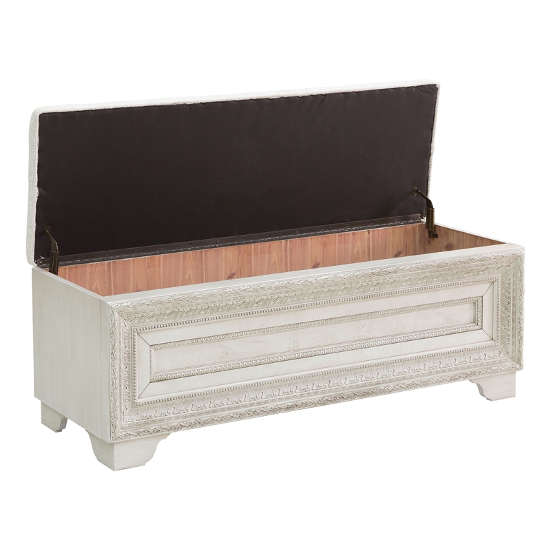 Pulaski Camila Storage Bed Bench in Creamy White
