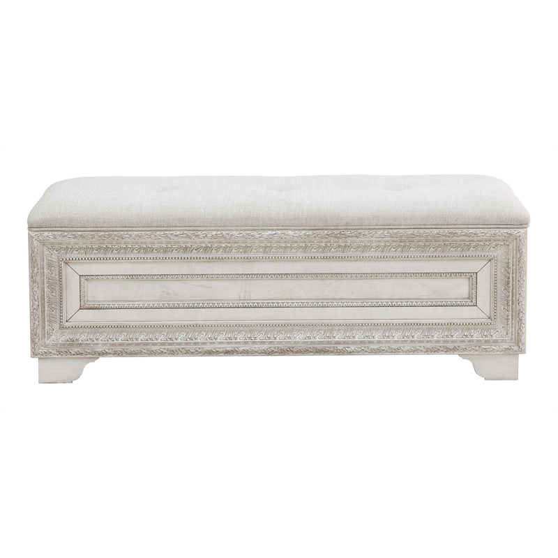 Pulaski Camila Storage Bed Bench in Creamy White