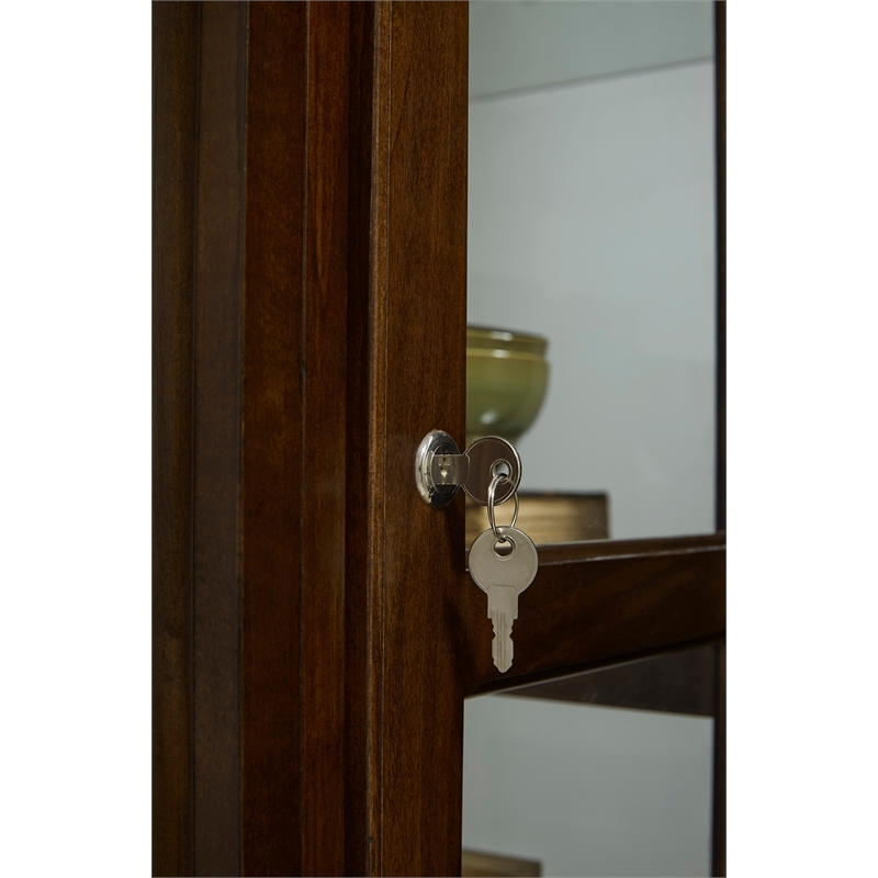 Pulaski Curios 5 Shelf Curio Cabinet with Sliding Door in Deep Brown