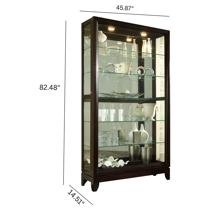 Pulaski Curios 5 Shelf Curio Cabinet with Sliding Door in Deep Brown