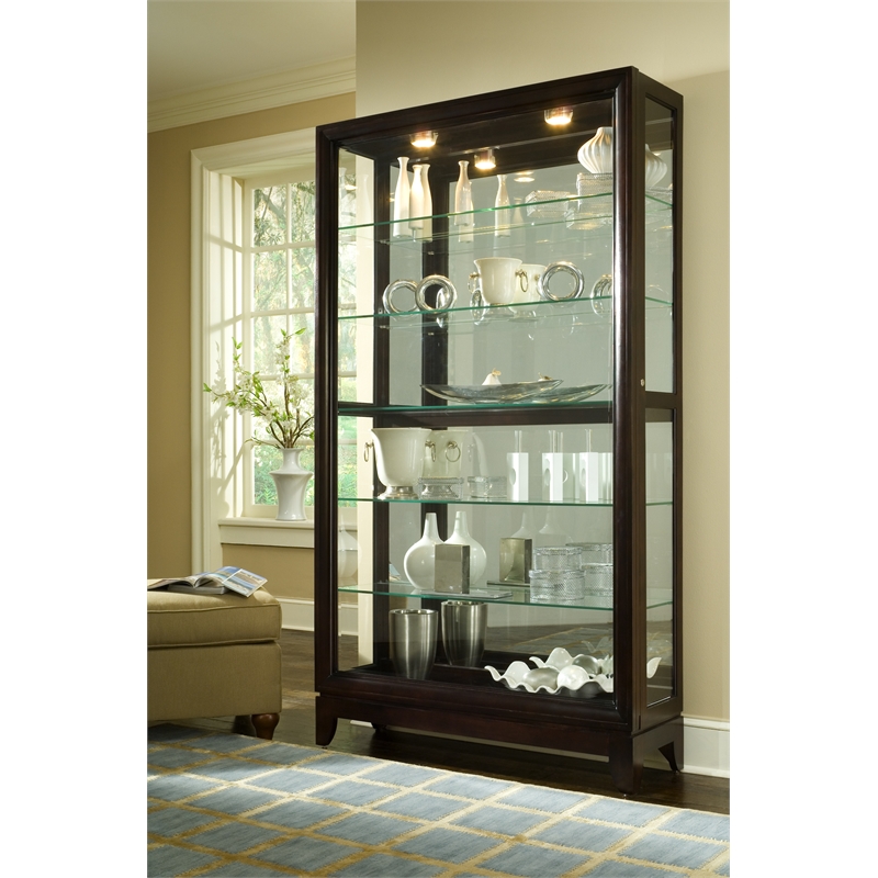 Pulaski Curios 5 Shelf Curio Cabinet with Sliding Door in Deep Brown
