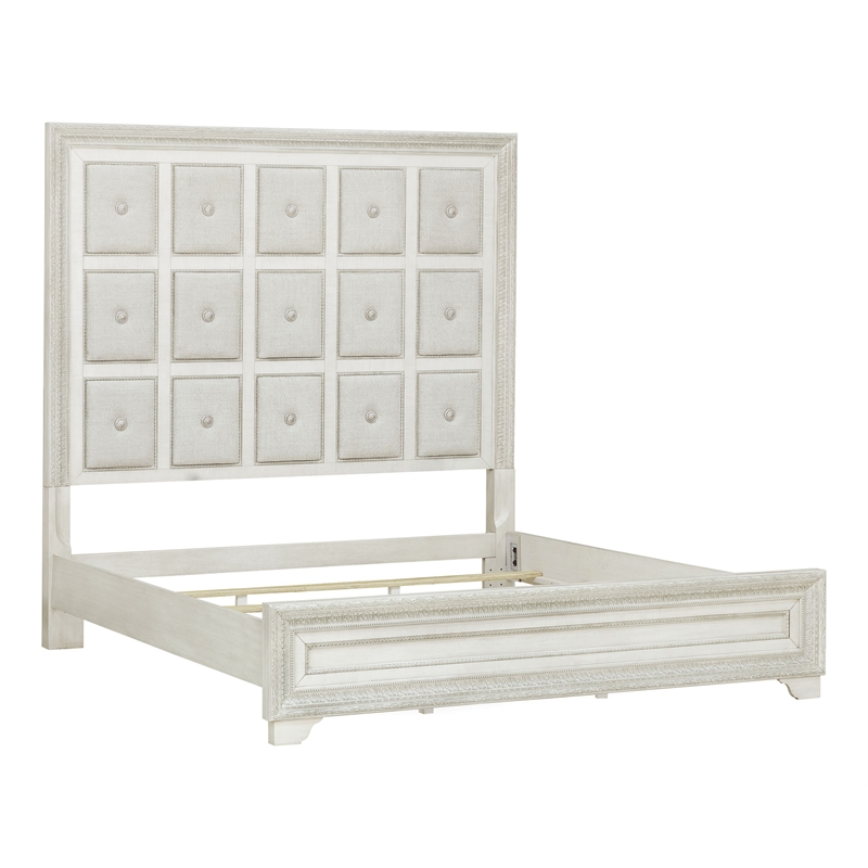 Pulaski Camila King Upholstered Bed in Creamy White