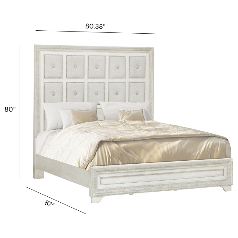 Pulaski Camila King Upholstered Bed in Creamy White