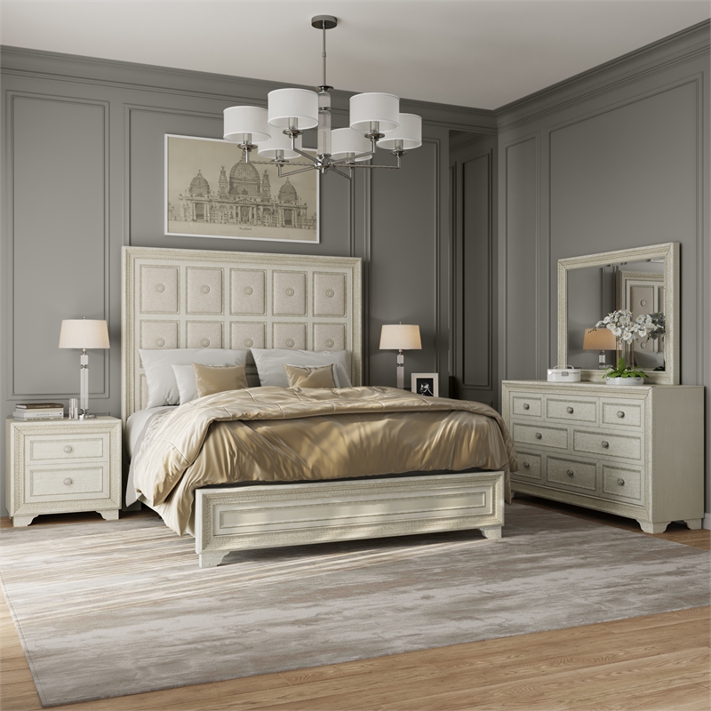 Pulaski Camila King Upholstered Bed in Creamy White