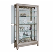Hardwood Antique Style 5 Shelf Mirrored Curio Cabinet in Aged Silver Finish
