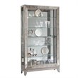 Hardwood Antique Style 5 Shelf Mirrored Curio Cabinet in Aged Silver Finish