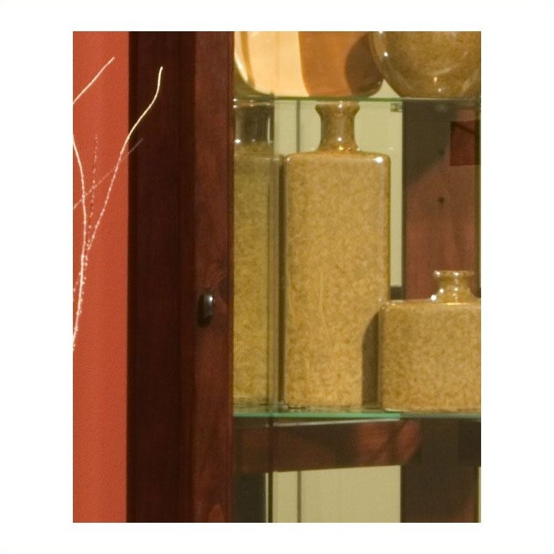 Wood Framed 4 Shelf Corner Curio Cabinet in Cherry Brown by Pulaski Furniture