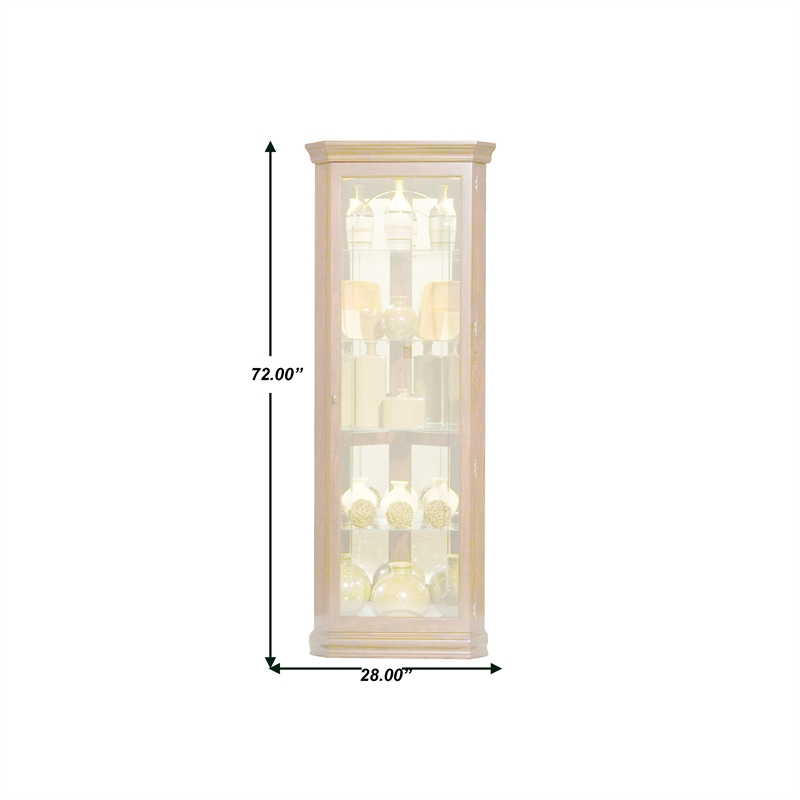 Wood Framed 4 Shelf Corner Curio Cabinet in Cherry Brown by Pulaski Furniture