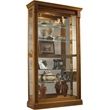 Sliding Glass-Door Curio Cabinet in Brown Honey Finish