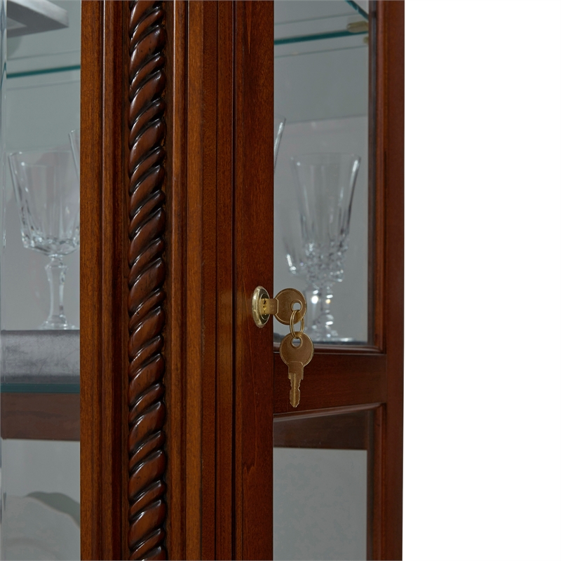 Hardwood Sliding Glass Door Curio Cabinet in Cherry Brown by Pulaski Furniture