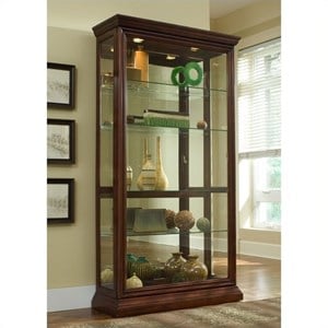 Hardwood Sliding-Door Curio Cabinet in Cherry Brown by Pulaski Furniture