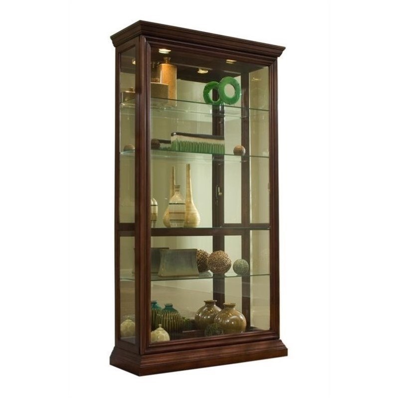 Hardwood Sliding-Door Curio Cabinet in Cherry Brown by Pulaski Furniture
