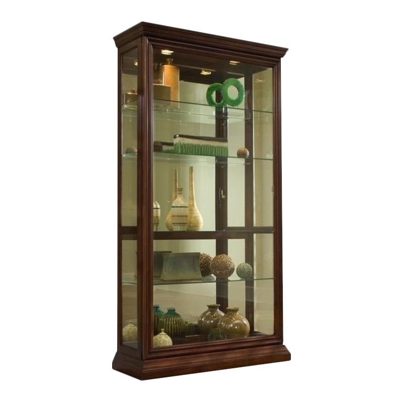 Hardwood Sliding-Door Curio Cabinet in Cherry Brown by Pulaski Furniture
