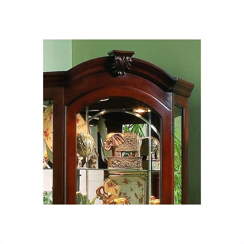 Hardwood Corner Curio Cabinet in Brown Cherry Finish by Pulaski Furniture