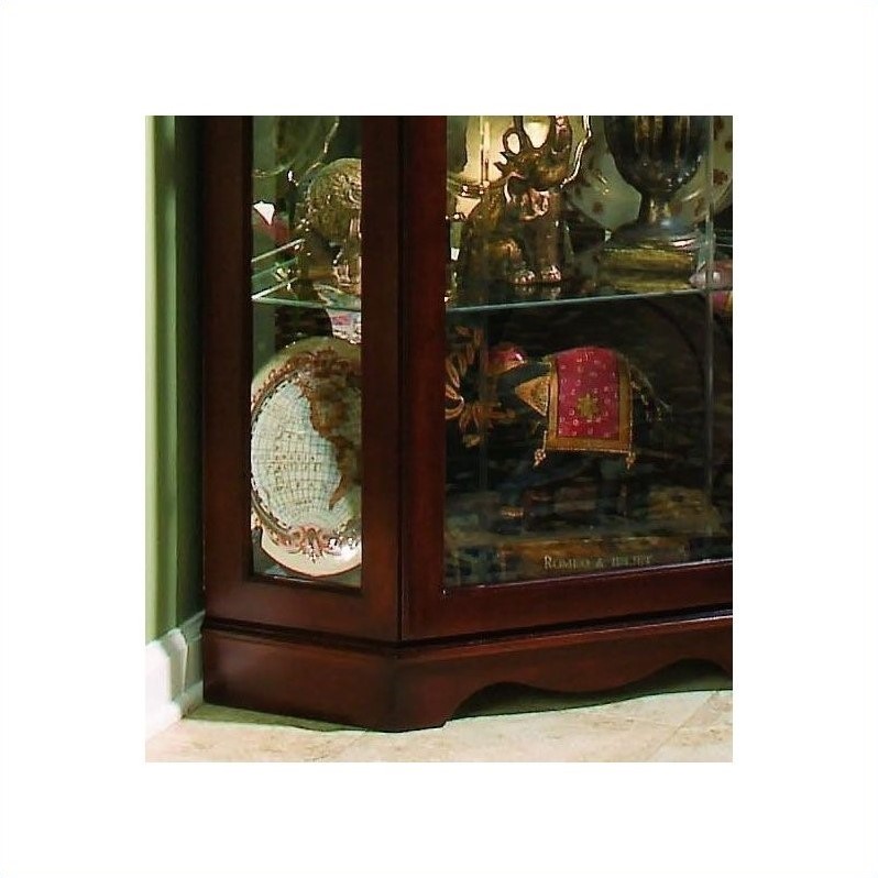 Hardwood Corner Curio Cabinet in Brown Cherry Finish by Pulaski Furniture